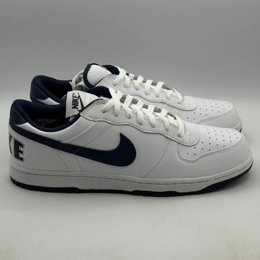 Nike Big Nike Low Shoes Mens Size 13 White Midnight Navy Basketball 355152-140